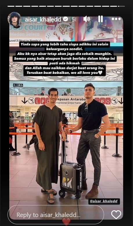 Unggahan kakak Aisar Khaled, Aus Khalid (Instagram)