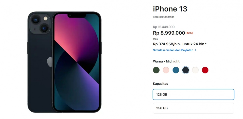 Harga iPhone 13 turun drastis pada Desember 2024. (iBox)