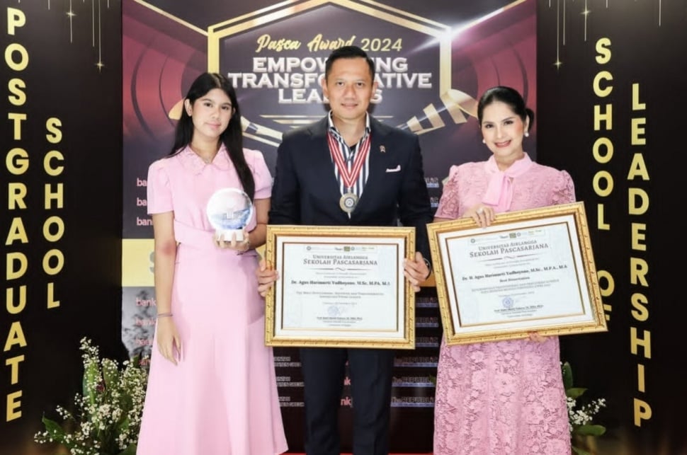 AHY Raih Dua Penghargaan Bergengsi pada Pasca Award 2024 Universitas Airlangga (Instagram)