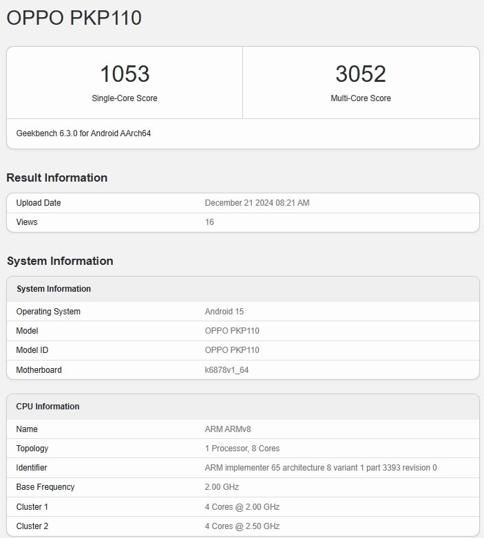 Oppo A5 Pro muncul di platform benchmark. (Geekbench)