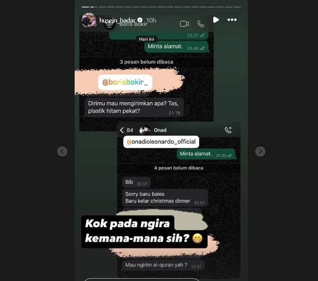 Chat Habib Jafar ke Boris Bokir dan Onad (Instagram)