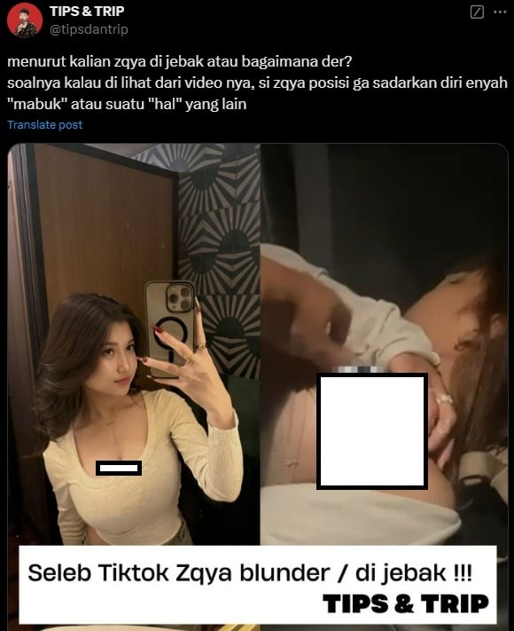 Seleb TikTok Zqya ramai menjadi perbincangan usai video 9 detik mirip dirinya viral. (X)