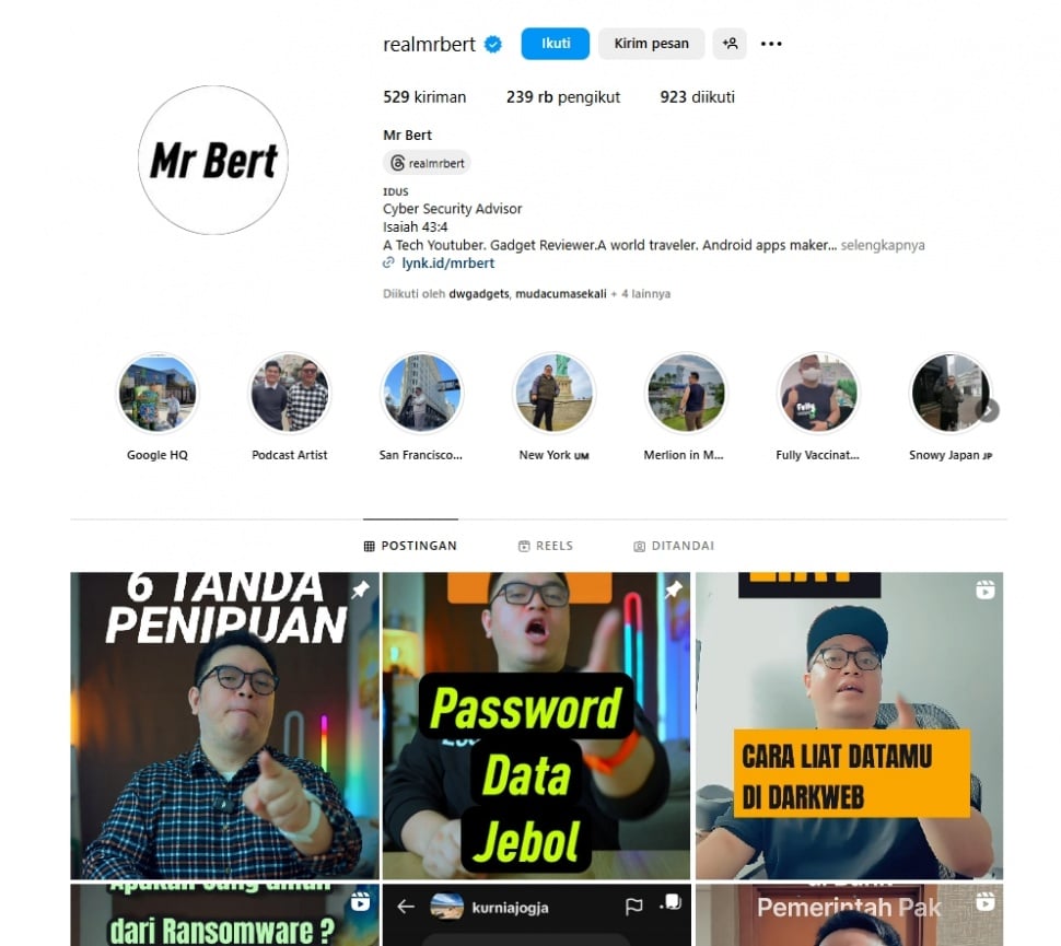 Akun Mr Bert diserang netizen usai isu ransomware BRI terbukti hoaks. (Instagram)