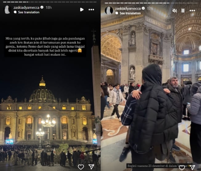 Unggahan Zaskia Adya Mecca di Vatikan, Roma (Instagram)