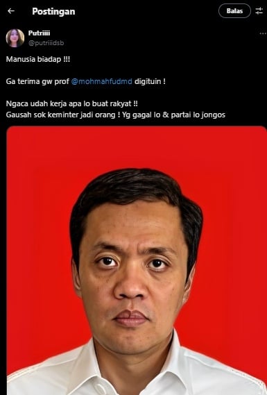 Habiburokhman dirisak netizen usai menghina Mahfud MD orang gagal. (tangkapan layar/X)