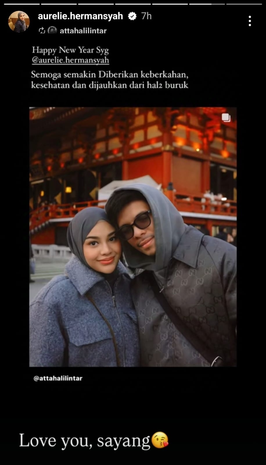 Ucapan selamat tahun baru Aurel Hermansyah ke Atta Halilintar.