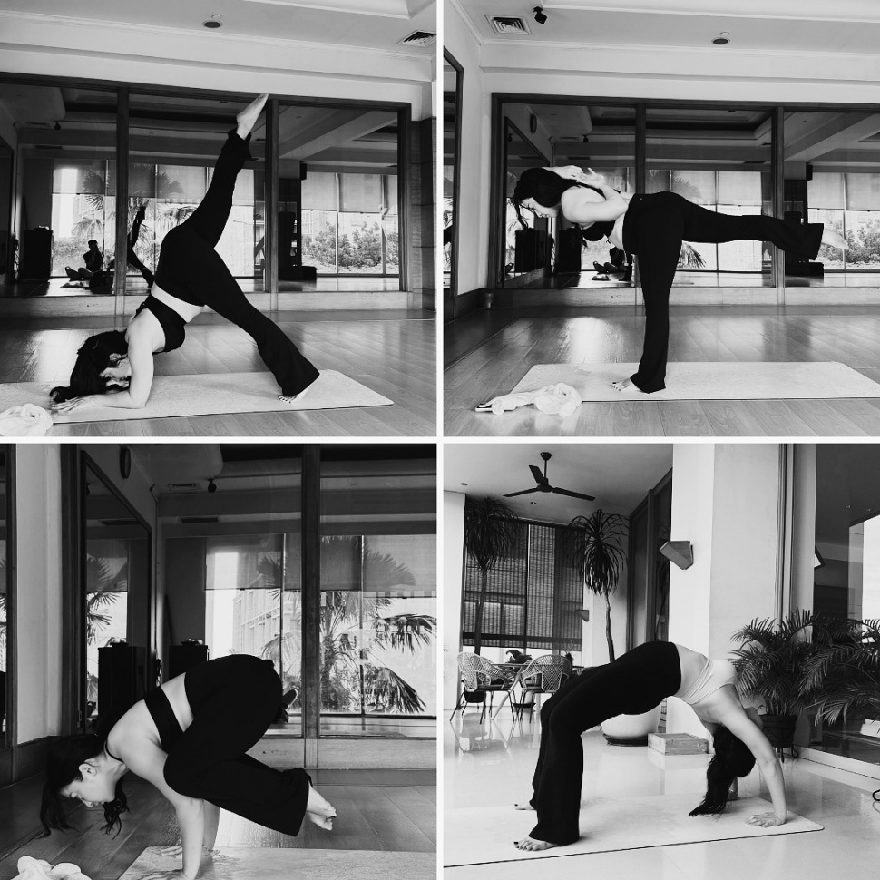 Nikita Willy melakukan olahraga Yoga dan membuat sejumlah pose seperti crow pose dan kayang saat hamil besar. [Instagram/@nikitawillyofficial94]