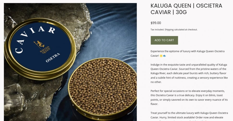 Harga caviar yang dimakan Syahrini di pesawat perjalanan ke Jepang. [thenewgrocer.com]