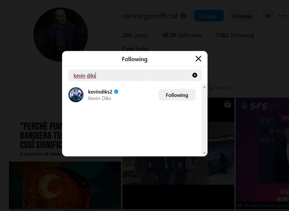 Kevin Diks difollow dirtek Trabzonspor. (Instagram/@cenkergunofficial)