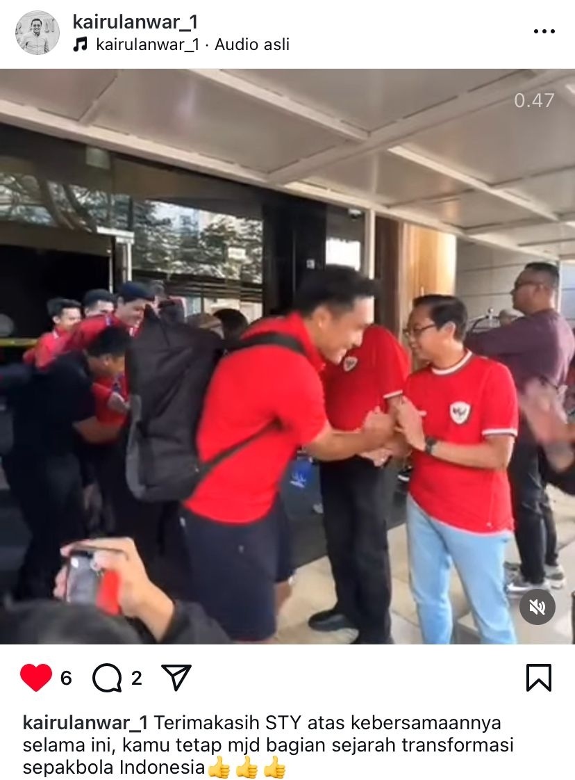 Exco PSSI ucapkan terima kasih ke Shin Tae-yong. (Instagram/@kairulanwar_1)