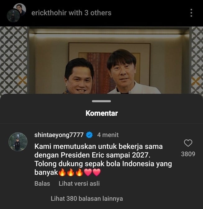 Shin Tae Yong senang kerja sama dengan PSSI sampai 2027 (Instagram)