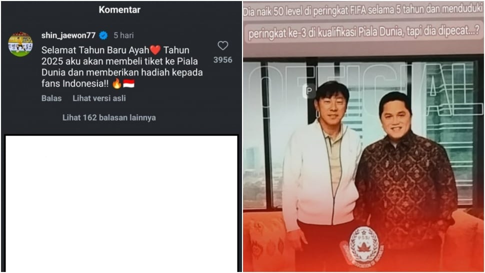 Anak STY kecewa setelah ayahnya dipecat dari kursi pelatih Timnas Indonesia. (Instagram)