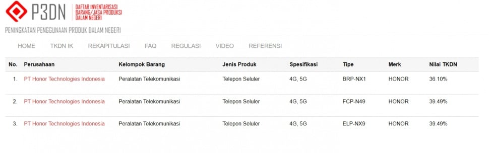 3 smartphone lolos sertifikasi TKDN. (P3DN Kemenperin)