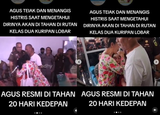 Agus Buntung menangis histeris di pelukan ibunya (Instagram)