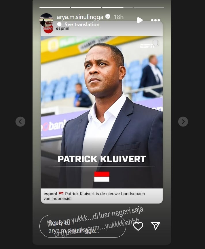 Exco PSSI, Arya Sinulingga minta suporter move on usai penunjukkan Patrick Kluivert. (Instagram/@arya.m.sinulingga)