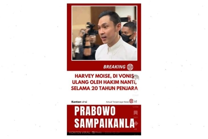 Cek Fakta Harvey Moeis akan dijatuhi hukuiman 20 tahun dalam vonis ulangnya (tiktok)