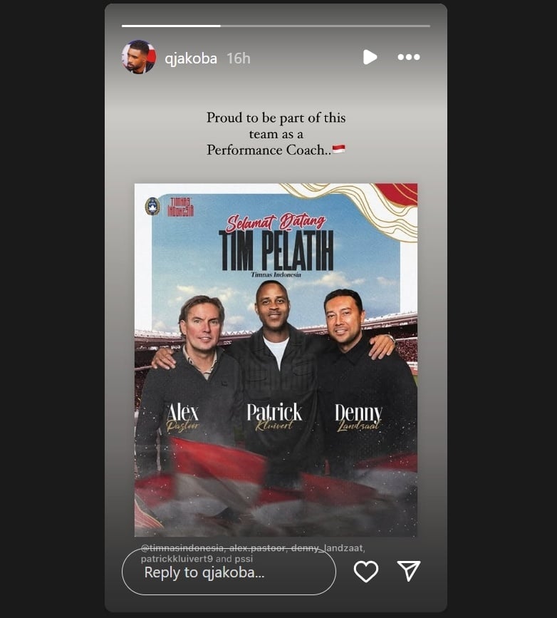 Pelatih fisik baru timnas Indonesia era Patrick Kluivert, Quentin Jakoba. (Instagram/@qjakoba)