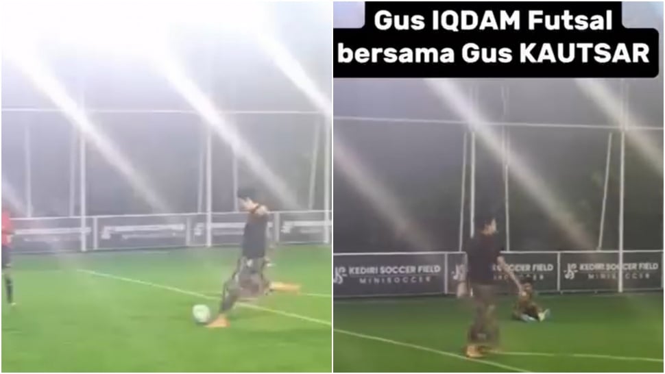 Viral Gus Iqdam bermain sepak bola dengan mengenakan sarung. (Instagram)