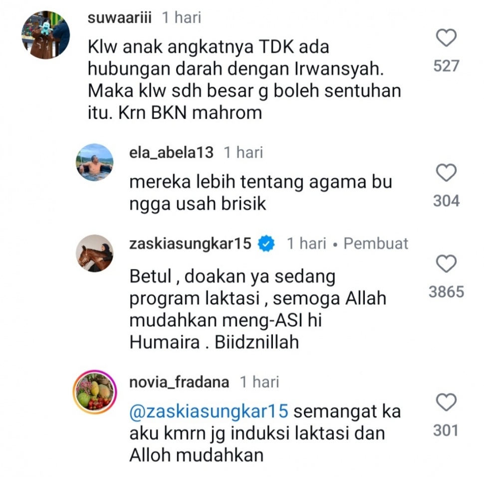 Zaskia Sungkar Jawab Komentar Netizen Soal Anak Adopsi Bukan Mahram (Instagram)