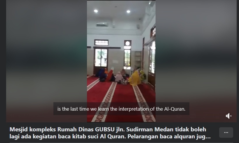 Cek Fakta larangan baca Al-Quran di masjid komplek rumah dinas gubernur Sumut (facebook)