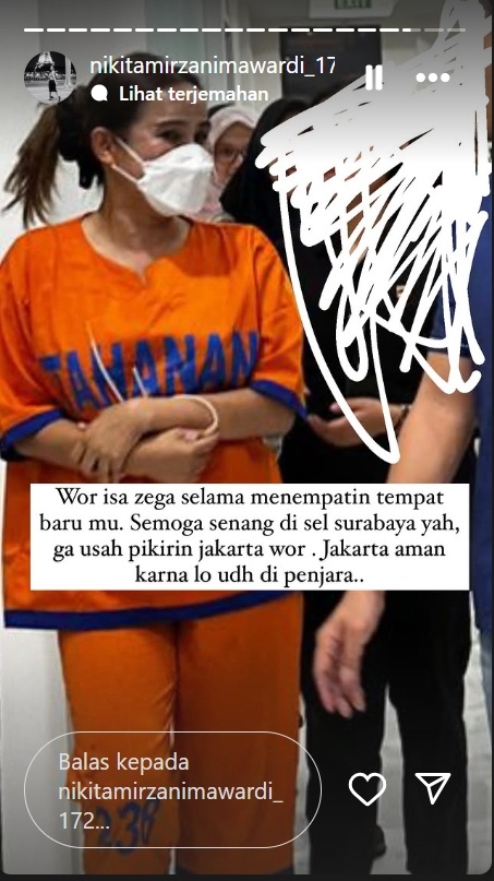 Nikita Mirzani tanggapi penahanan Isa Zega (Instagram/lambe_danu)