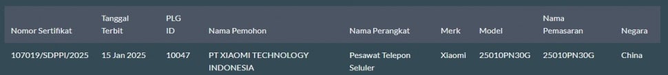 Xiaomi 15 Ultra lolos sertifikasi di Indonesia. (SDPPI)
