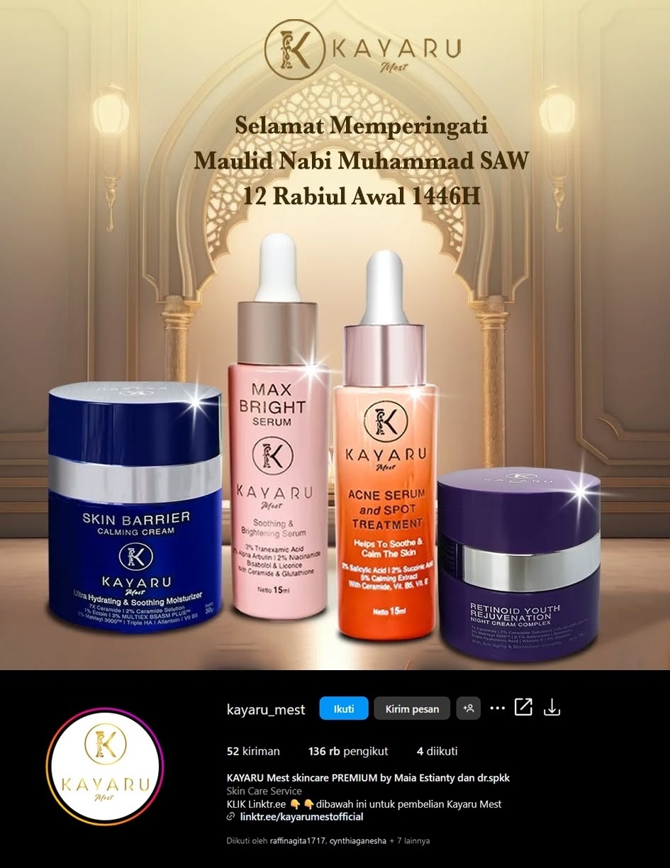 Produk skincare Maia Estianty, KAYARU Mest. [Instagram/@kayaru_mest]