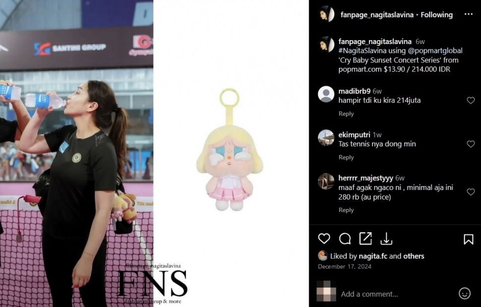 Koleksi bag charm atau gantungan tas Nagita Slavina. [Instagram/@fanpage_nagitaslavina]