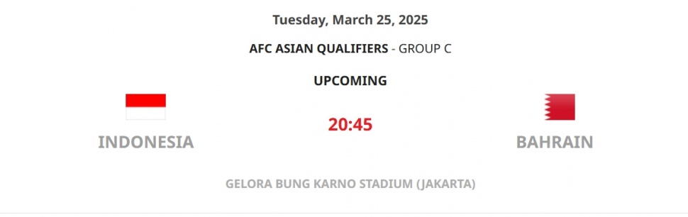 Timnas Indonesia vs Bahrain digelar di Stadion GBK. (Tangkap Layar AFC)