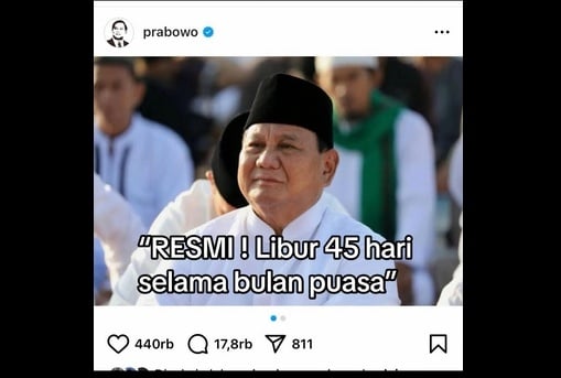 Cek Fakta anak sekolah libur 45 hari selama bulan puasa (Instagram)