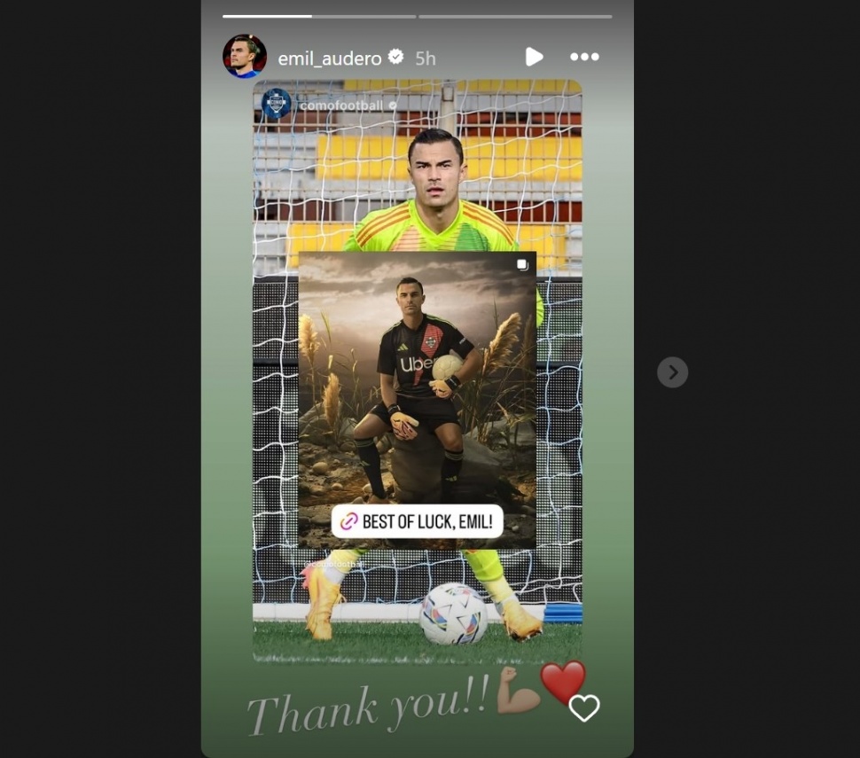 Dua Kata Emil Audero Pasca Turun Kasta Main di Serie B Italia [Tangkap layar Instagram]