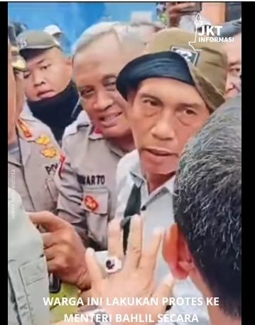 Seorang warga mencak-mencak di depan Menteri ESDM Bahlil Lahadalia di pangkalan tabung gas LPG di kawasan Tangerang, Banten. (tangkapan layar/ist)