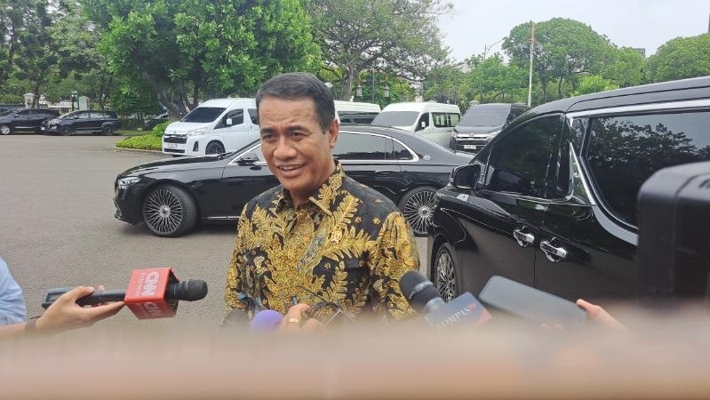 Menteri Pertanian Andi Amran Sulaiman saat menghadap Presiden Prabowo di Istana, Jakarta. (Suara.com/Novian)