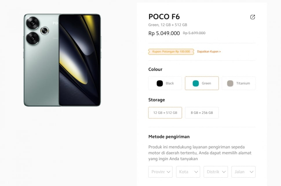 Harga POCO F6 periode Februari 2025. (Xiaomi) 