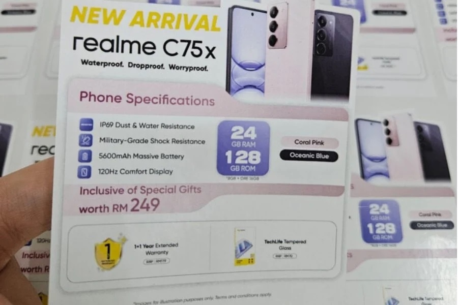 Bocoran poster Realme C75x. (Gizmochina)