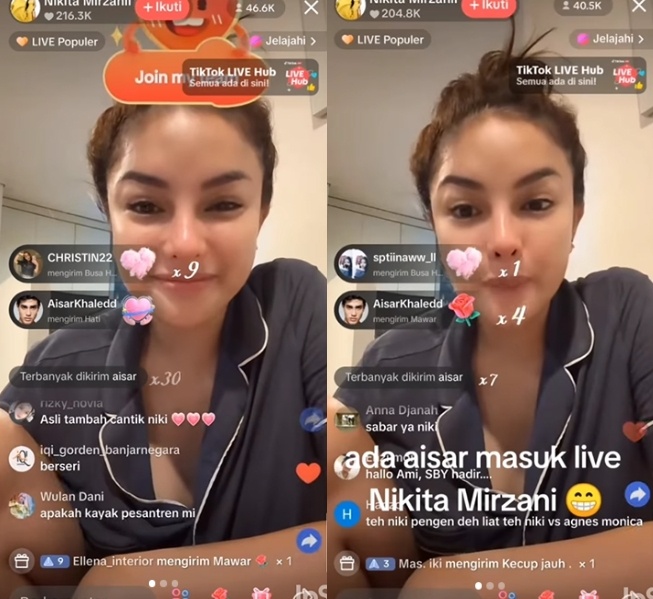 Aisar Khaled menonton live TikTok Nikita Mirzani (Instagram)