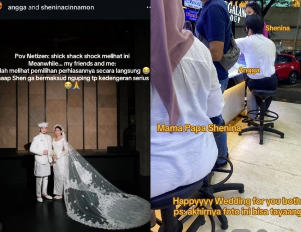 Angga dan Shenina beli perhiasan nikah (kolase)