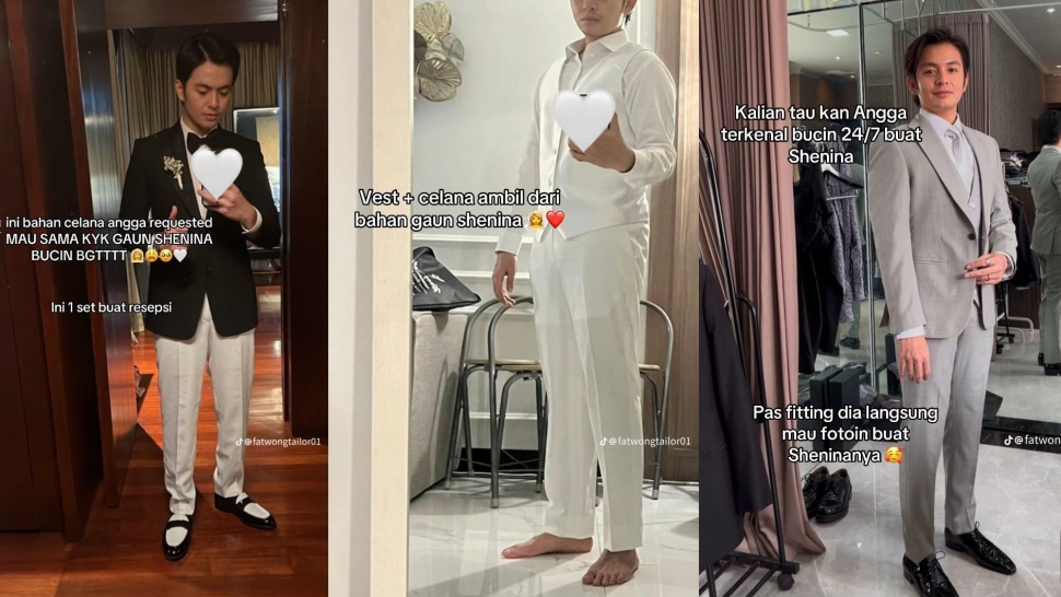 Angga Yunanda memesan baju pengantin dari bahan gaun Shenina Cinnamon. [TikTok/@fatwongtailor01]