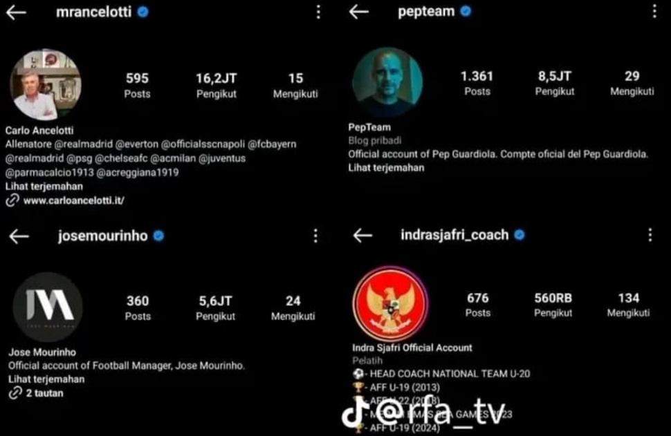 Bio IG Indra Sjafri Jadi Olok-olok Pasca Kekalahan Timnas Indonesia U-20 [Tangkap layar Tiktok]