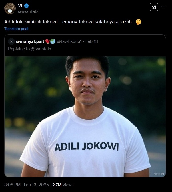 Tangkapan layar cuitan Iwan Fals menanyakan apa kesalahan Jokowi sampai viral 'Adili Jokowi'. [X/@iwanfals]