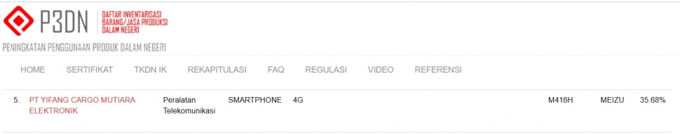 HP murah Meizu lolos sertifikasi di Indonesia. (P3DN Kemenperin)