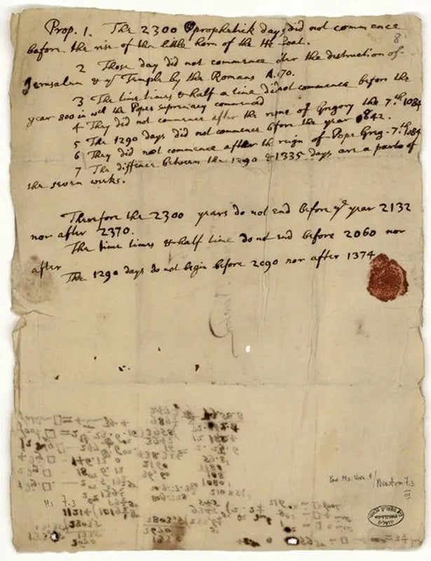 Surat Isaac Newton. (NY Post)