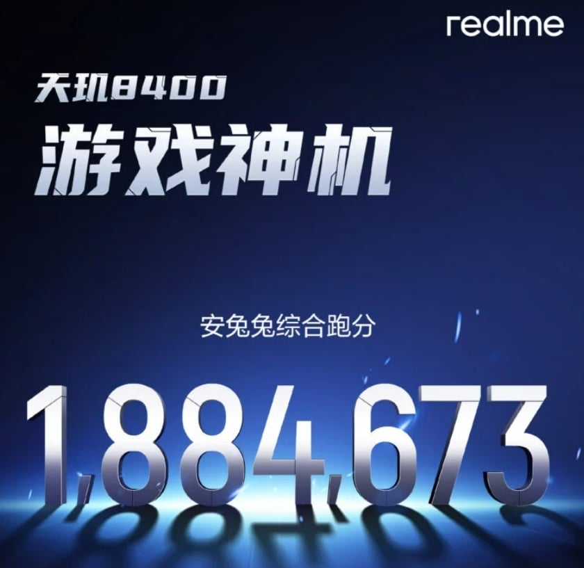 Realme Neo 7 SE mencetak skor AnTuTu 1,8 juta poin. (Weibo)