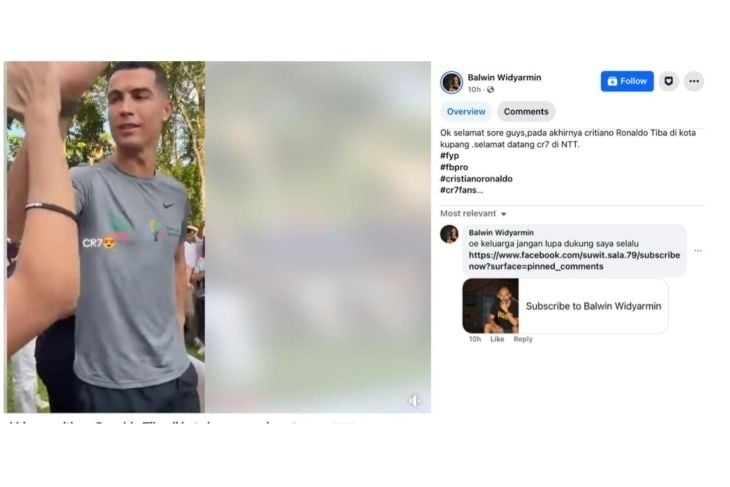 Cek Fakta Ronaldo Hadiri Acara Kemanusiaan di NTT pada Februari 2025 (Facebook)