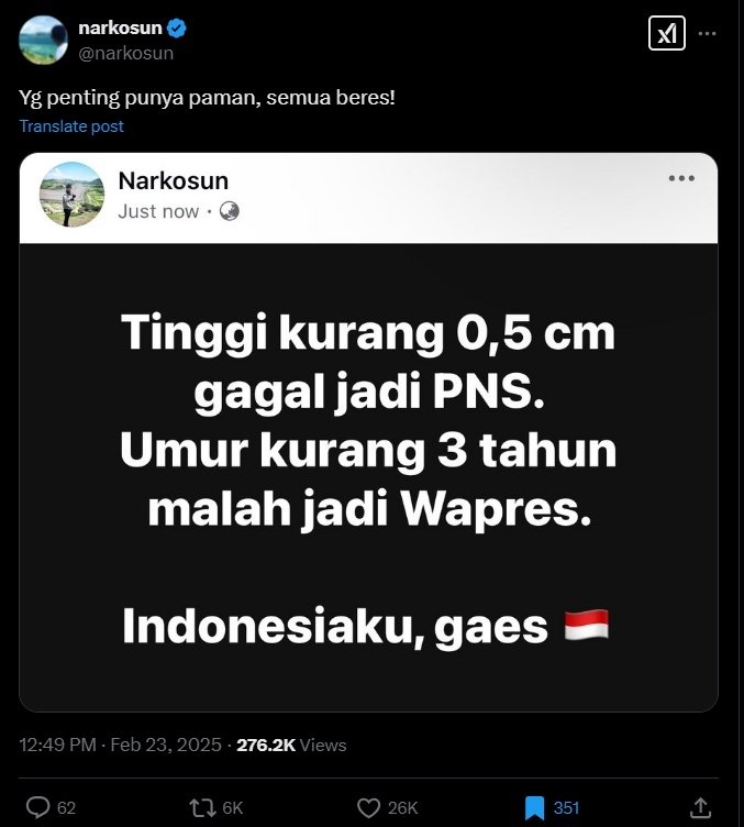 Netizen bandingkan kisah peraih skor SKD tertinggi dengan Gibran. (X)