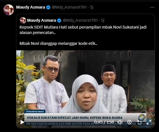 Kepala Sekolah SDIT buka suara soal pemecatan terhadap vokalis band Sukatani, Novi (X)