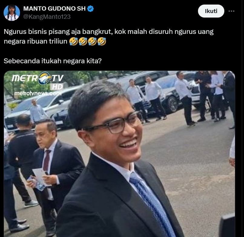 Bisnis Kaesang Pangarep yang bangkrut. (x/KangManto123)