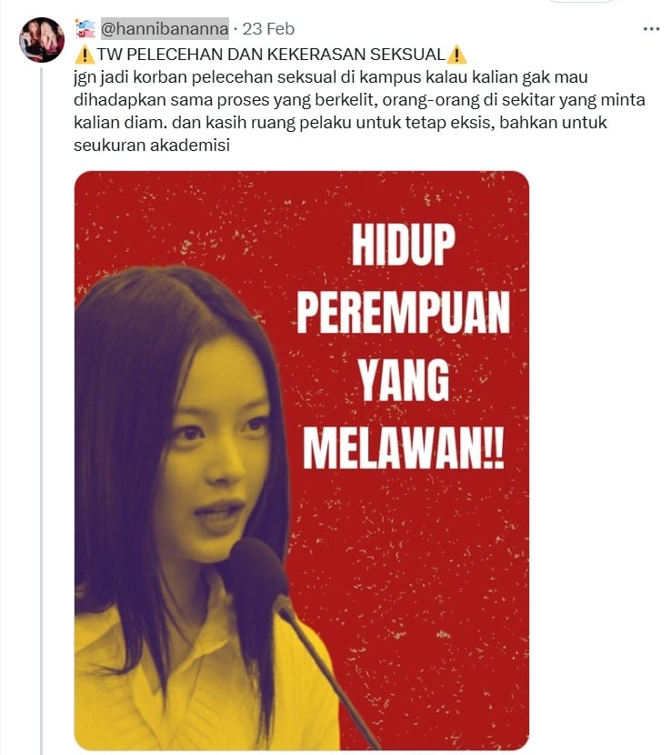 Tangkapan layar pelecehan seksual UNNES. [X]