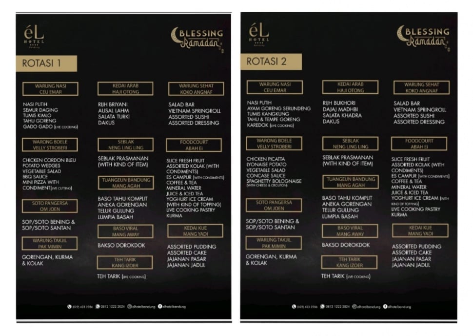 Contoh menu Ramadan eL Hotel Bandung 2025 (Dok: eL Hotel Bandung)