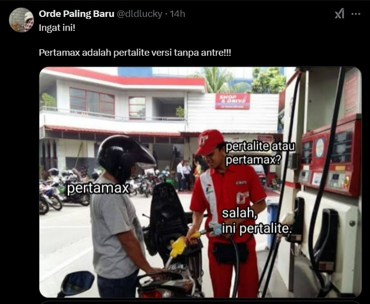 Meme Pertamax viral di media sosial. (X)